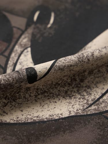 The Souled Store Mickey Mouse: It's A Goal Women and Girls Short Sleeves V Neck Brown Graphic Printed Cotton Drop Shoulder Ligthweight Breathable Comfortable Streetwear Oversized T-Shirts
