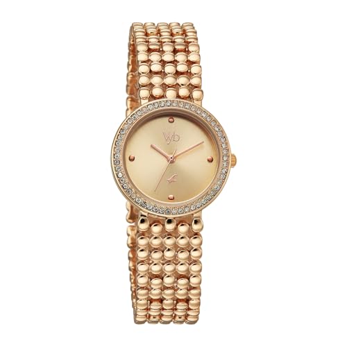 Fastrack Vyb Iconique Quartz Analog Light Peach Dial Rose Gold Alloy Strap Watch for Women - FV60111WM01W