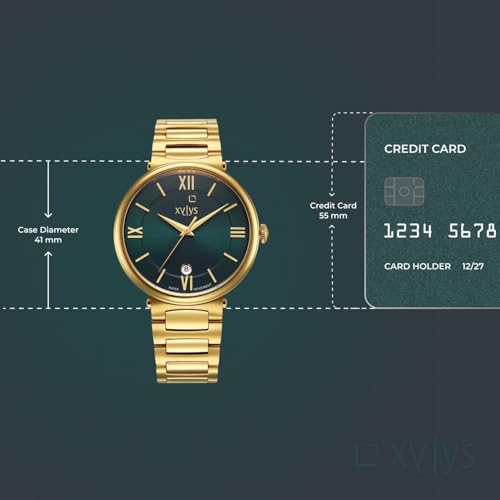 Xylys Quartz Analog with Date Green Dial Golden Stainless Steel Strap Watch for Men
