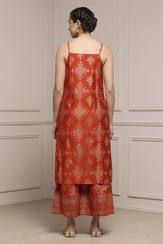 Biba Women's Viscose Rayon Kurta Set (SKDCRFLUX31070AW25ORG_Orange