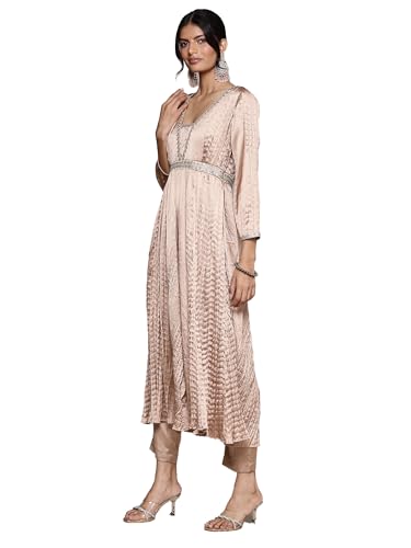Metallic Delphia Solid Anarkali Kurta With Pant And Dupatta