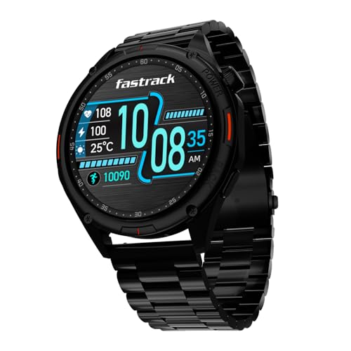 Fastrack Marvellous FX1 1.43" AMOLED Smart Watch with SpO2 Monitoring, Sleep & Mood Tracking, Bluetooth Calling, AI Voice Assistant, Alloy Case – Smartwatch for Men & Women (Black)