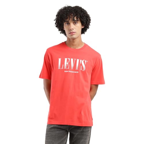 Levi's Men's Geometric Oversized Fit T-Shirt (A7970-0052_Red