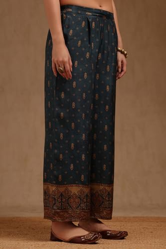 Soch Womens Teal Muslin Kalamkari Print Co-Ord Set