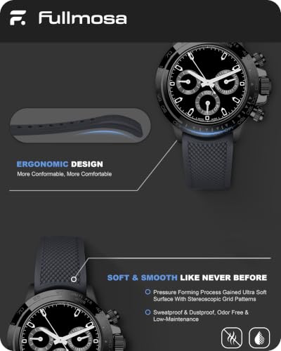 Fullmosa 20mm No‑Gap Curved Silicone Watch Strap, Grey | [No Watch] Premium Watch Band for Samsung Galaxy Watch 7/6/5/4 40mm 44mm,Garmin Vivoactive,Noise ColorFit Ultra,boAt Vertex