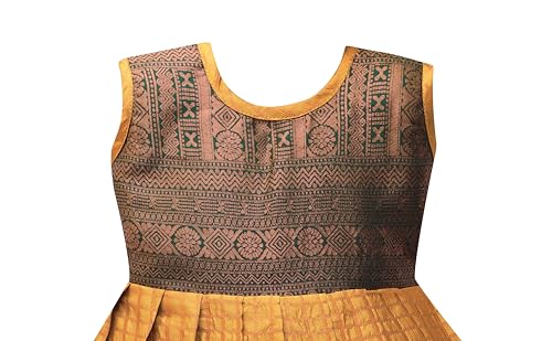 PW PLATYPUS WORLD Baby Girl's South Indian Traditional Pattu Pavadai Jacquard Silk Lehenga Choli (Green, 6-12 Months)