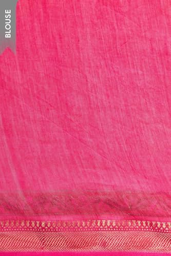 Taneira Women Pink Rajasthan Pure Silk Cotton Printed Sanganeri Saree with Unstitched Blouse Piece (SAPP01AC6734-Pink)