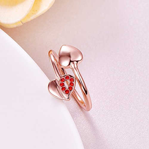 Via Mazzini Rose Gold Plated Twisted Proposal Red Heart Ring for Women and Girls (Ring0338)