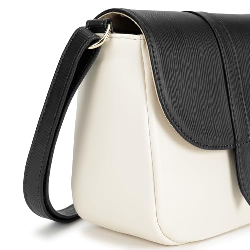 Fastrack RufflePlay Black Sling | Faux-Leather Women’s Handbag | Textured Flap Sling with Button Closure & Adjustable Strap
