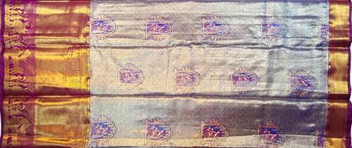 VFCollections Women's Traditional Handloom Kanchipuram Silk Pure Pattu Sarees – Peacocks Border | Rich Zari Woven Design | Bridal Saree | Unstitched Blouse