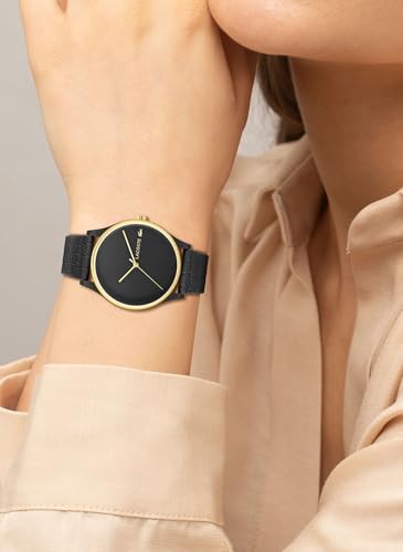 Lacoste Crocodelle Qtz Basic Black Round Dial Women's Watch|Black Silicone Material|Multi Color Band - 2001249