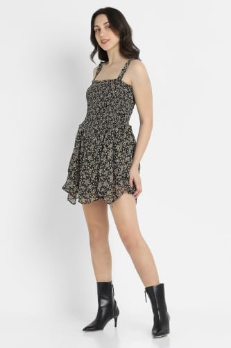 American Eagle Women Handkerchief Hem Ruffle Floral Mini Dress