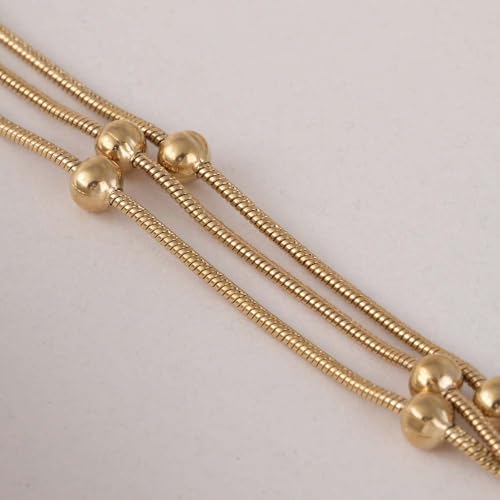 PALMONAS Gold Chain Bracelet with Beads for Womens - Waterproof & Anti-Tarnish, Gift for Girls & Women