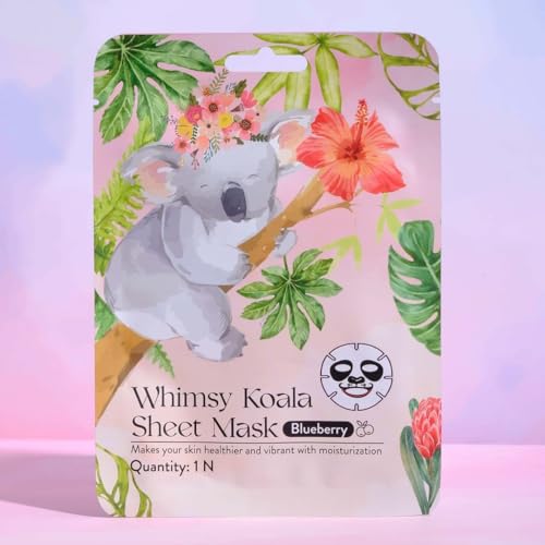 Whimsy Beauty Koala Kids Facial Sheet Mask | Hydrating Face Mask with Glow Boosting Serum | Gentle Skin Care Sheet Mask for Girls | 4 to 16 Years | Organic, Natural, Chemical Free | 20 gram