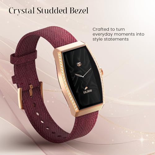 Titan Valerie Aura Women Smartwatch with 1.47 AMOLED Display,Crystal Studded Bezzel,Luna Wellness,UV/AQI Index,Animated Watchfaces,QR Hub,Stress Monitoring,Breathe Exercise,IP68-Teal Green