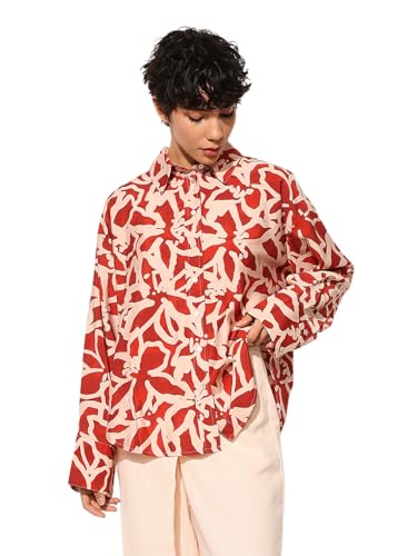 ONLY Women's Regular Fit Red Shirt