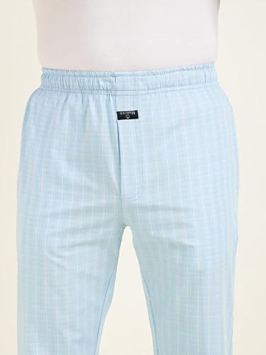 Hancock Men Cotton Checked Relaxed Fit Night Suit Blue Size S