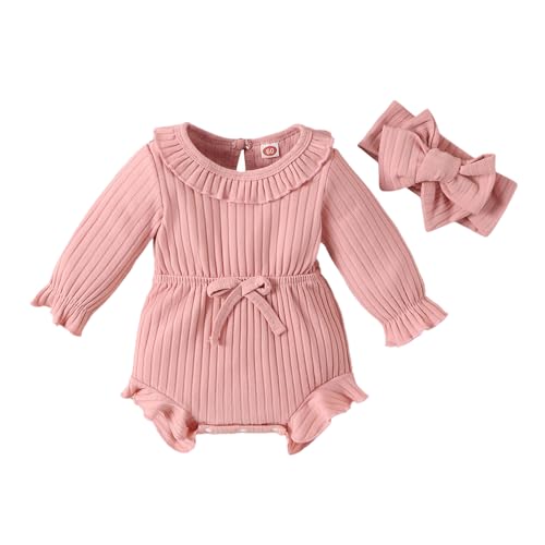 Hopscotch Baby Girls Textured Print Full Sleeves Pink Bodysuits For Ages (12-18 Months)