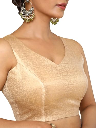Soch Womens Beige Tussar Zari Woven Padded Blouse