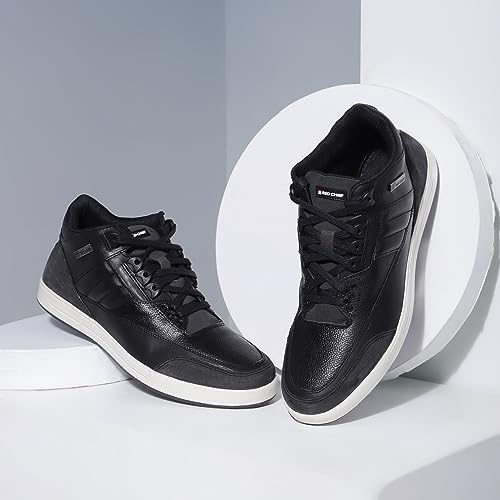 Red Chief Genuine Leather High Ankle Casual Sneakers for Men | Stylish & Comfortable Shoes | Black | RC3891
