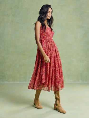 Aarke Ritu Kumar Wine Sanvii Midi Dress with Belt