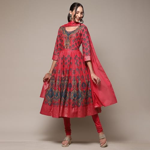 BIBA Women's Cotton Salwar Suite Set (Red)