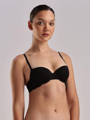 Calvin Klein Underwear Women's Nylon Wired Classic Demi Bra (QF7577002_Black