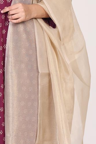 W for Woman Textured Solid Zari Work Tissue Dupatta - Gold (W82143-313555-FS)