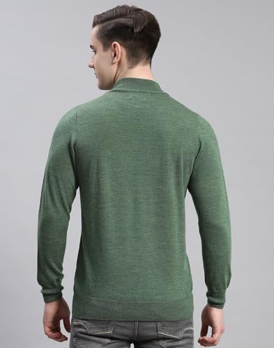 Monte Carlo Mens Green Solid Turtle Neck Full Sleeve Wool Casual Sweater | Warm Woolen Pullover for Men | Soft Comfortable Knitted Winter Wear Sweater for Men's