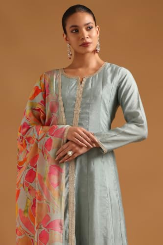 Soch Womens Powder Blue Foil Printed Salwar Suit With Dori Embroidery & Sequin