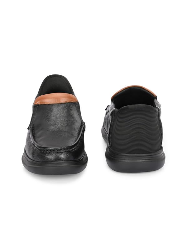 HITZ Men's Black Leather Formal Slip On Shoes - UK 6