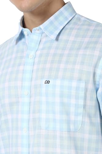 Men Blue Slim Fit Check Shirt