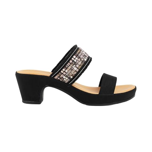 tresmode ATHN Black Women's Dress Block Heel Sandals in Size 8 UK / 41 EU