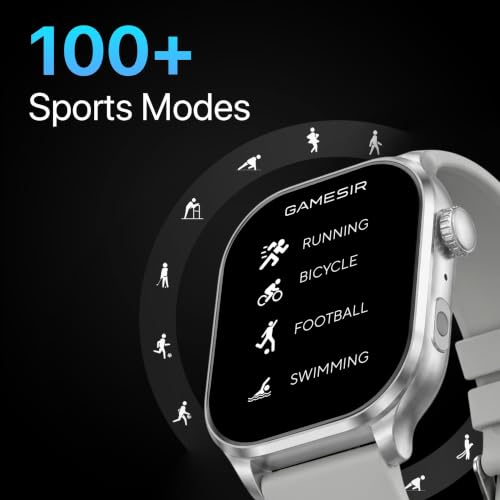 GameSir Sports Edge Smart Watch for Men & Women, 1.88" Full Touch Display, Bluetooth Calling, Fitness Tracking, Message Notifications, Android & iOS Compaatible - (Silver)
