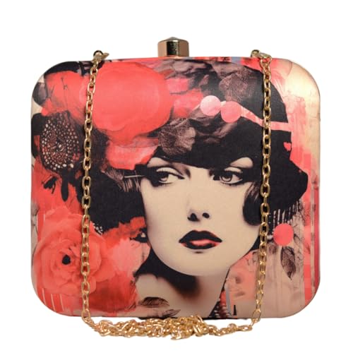 Artklim Women Face Portrait Printed Clutch