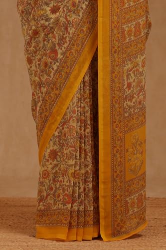 Soch Womens Yellow Georgette Floral Print Saree