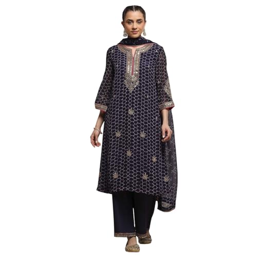 Biba Women Purple Viscose Straight Suit Set_40