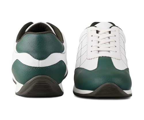 LOUIS STITCH White and Green Sneaker for Men | Comfortable Lace-Up Sneaker | LSP-SNK-AVI010-WHGR | UK-7
