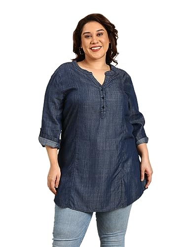 The Pink Moon Women's Regular Fit Cotton Plus Size Tunic - (TUN_MIM25K_Tencel_Tencel_4XL)