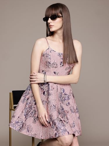 Label RITU KUMAR Pink Delilah Round Neck Short Dress