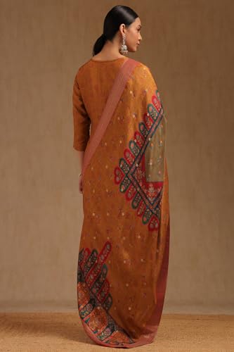 Soch Womens Mustard Brocade Floral Print Suit Set With Sequins