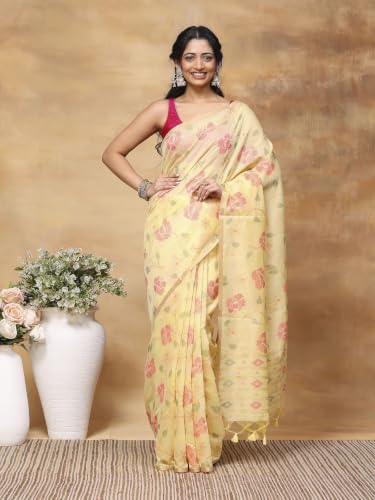 Meena Bazaar Art Silk Saree For Women |YELLOW Colour