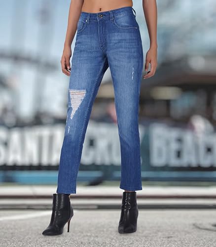 i'sol Women's Skinny High Rise Clean Look Stretchable Ankle Length Slim Fit Denim Jeans Light Blue