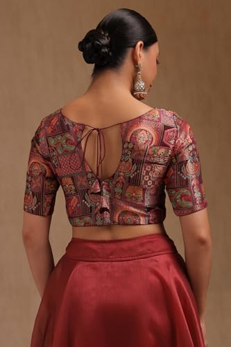 Soch Womens Wine Tussar Floral Print Padded Blouse