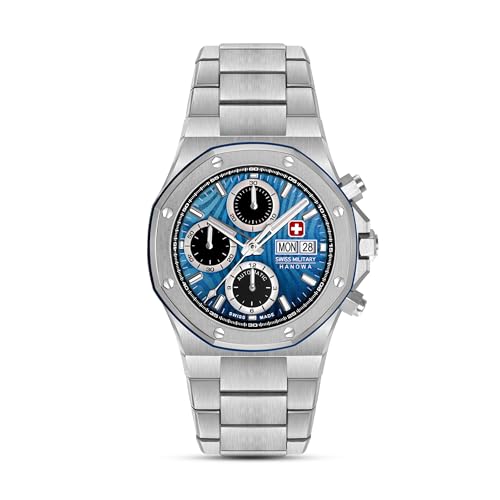 Swiss Military Hanowa Damask Legends Windstorm Blue Round Dial Swiss Made Automatic Watch for Men | SMWGL0007001