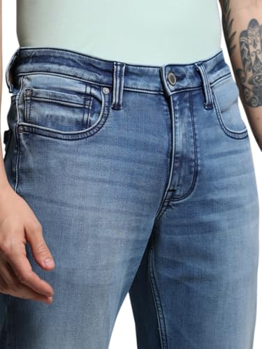 Jack & Jones Men Solid Slim Fit Mid Rise Stretchable Blue Jeans