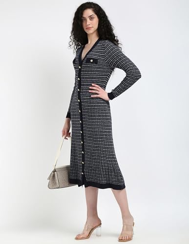 Tommy Hilfiger Women's Wool Blend A-Line Ankle Length Casual Dress (F24HWDR078 White