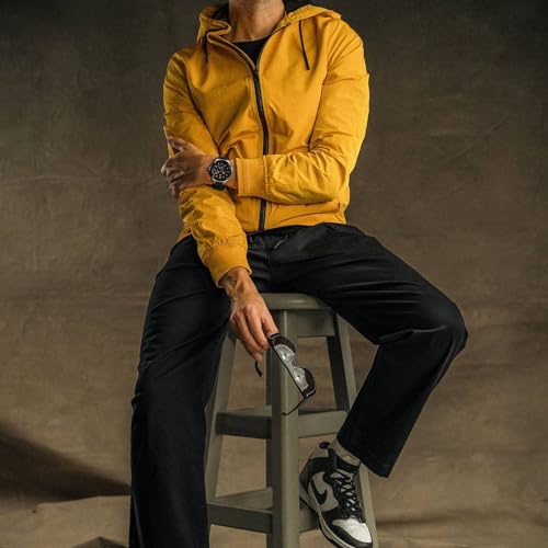 MVMT Raptor Qtz Fashion Analog Chrono Black Round Dial Men's Watch, Black & Orange Silicone Material, Black Band - 28000300-D