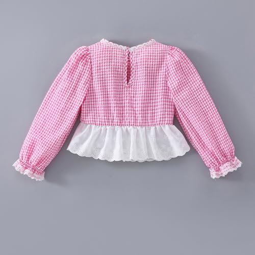 Hopscotch Girls Full Sleeves Pink 2-Pc Checkered Bow Applique Pants Set (4-5 Years)