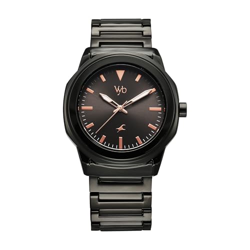 Fastrack Vyb Quartz Analog Black Dial Black Sheet Metal Strap Watch for Men-FV30009NM01W